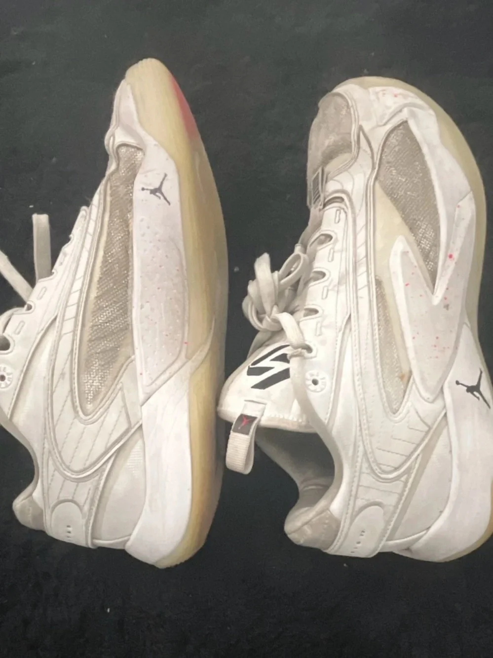 Jordan White Low-Top Sneakers with Yellowed Sole